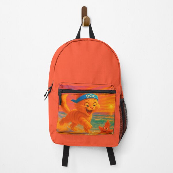 Item preview, BOC Beachy Orange Cat 9 - BOC Greets Red Starfish At Sunset As He Runs On The Beach designed and sold by Beachy.
