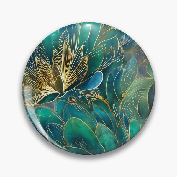 Item preview, Lush Teal & Gold Botanical Art – Luxe Floral Explosion designed and sold by MysticCanvasAi.