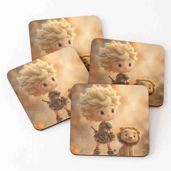 Item preview, Brave Leo Chibi Warrior – Bold Zodiac Art for Astrology Lovers designed and sold by GoldenChiArt.
