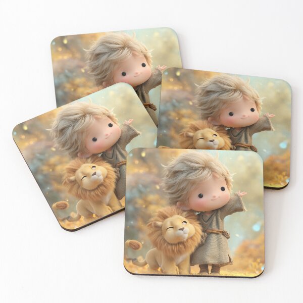 Item preview, Smiling Leo Chibi & Lion – Warm Zodiac Art for Leo Season designed and sold by GoldenChiArt.