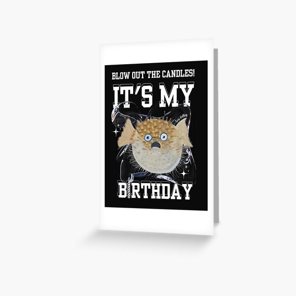 Puffer Fish Blowing Out Birthday Candles Greeting Card