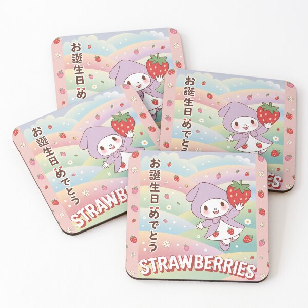 Item preview, Sweet My Melody Bunny Strawberry Cake – Kawaii Vintage Illustration designed and sold by PrimeDesign27.