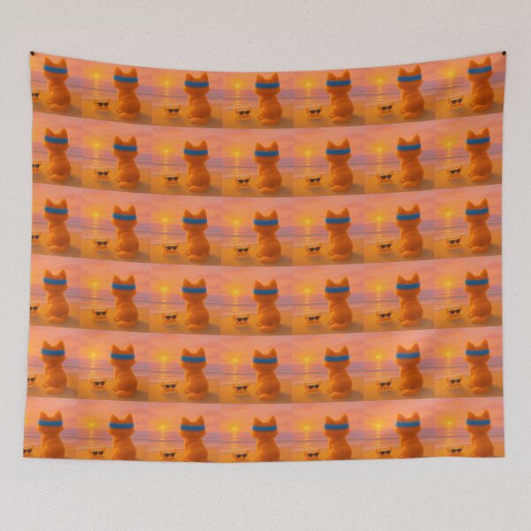 Item preview, BOC Beachy Orange Cat 1 - BOC and Crab Enjoy a Beach Sunrise designed and sold by Beachy.