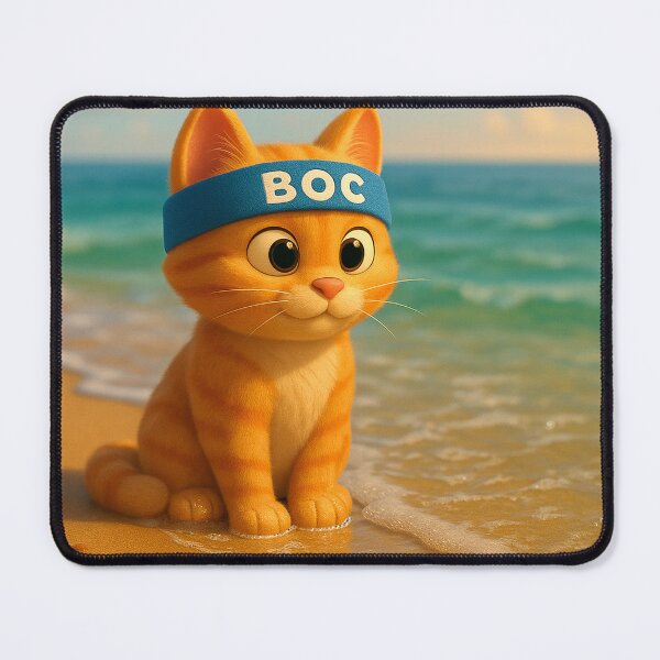 Item preview, BOC Beachy Orange Cat 2 - BOC Sits Contented Next To The Ocean designed and sold by Beachy.