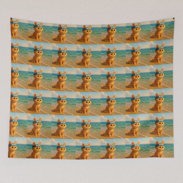 Item preview, BOC Beachy Orange Cat 2 - BOC Sits Contented Next To The Ocean designed and sold by Beachy.
