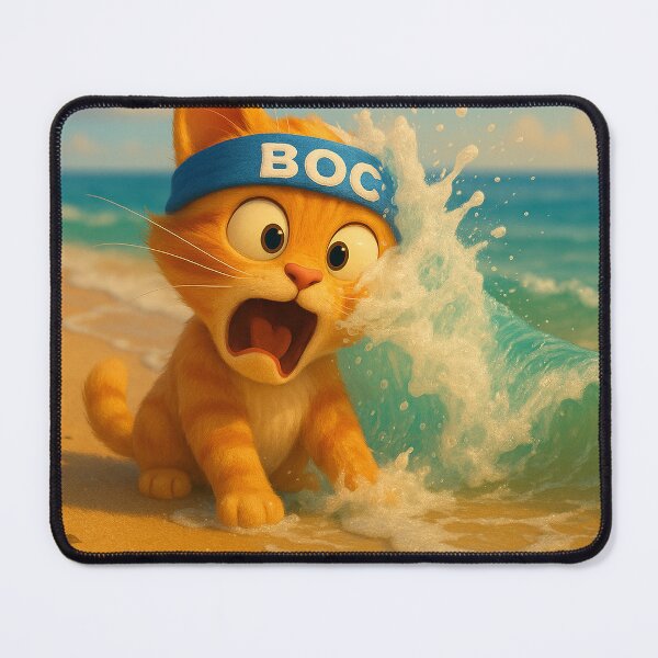 Item preview, BOC Beachy Orange Cat 3 - BOC Gets a Fright When a Wave Hits His Face designed and sold by Beachy.
