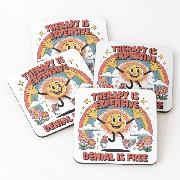 Item preview, Therapy is Expensive, Denial is Free – Funny Retro Sun Quote designed and sold by MOTAS Graphics .