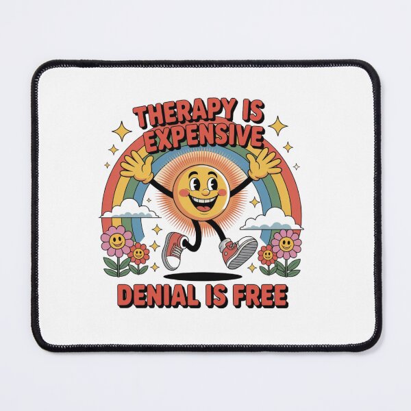 Item preview, Therapy is Expensive, Denial is Free – Funny Retro Sun Quote designed and sold by MOTAS Graphics .