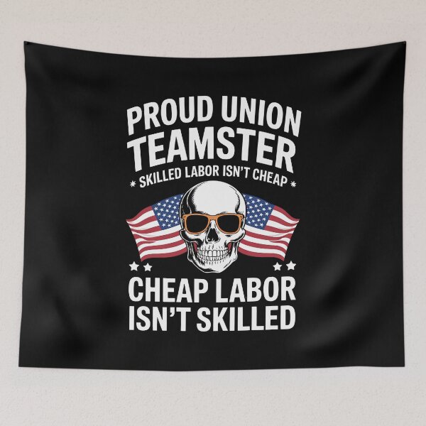 Item preview, Teamster Union Proud Labor Day Gift American Flag Skull designed and sold by BakeryDozen.