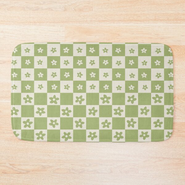 Item preview, Abstract Floral Checker Pattern 7 in Forest Sage Green designed and sold by nineFlorals.