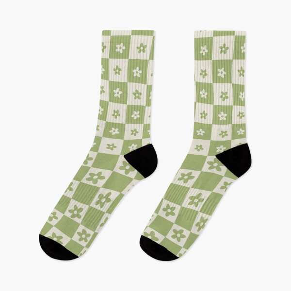 Item preview, Abstract Floral Checker Pattern 7 in Forest Sage Green designed and sold by nineFlorals.
