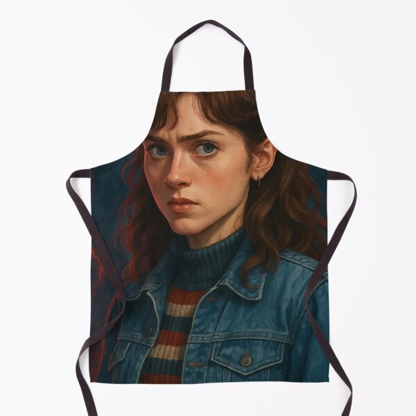 Item preview, NANCY Moody Retro Portrait with Lightning Background – Vintage Denim Aesthetic Art designed and sold by brexastore.