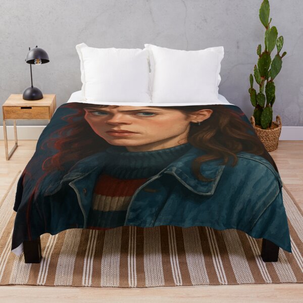 Item preview, NANCY Moody Retro Portrait with Lightning Background – Vintage Denim Aesthetic Art designed and sold by brexastore.
