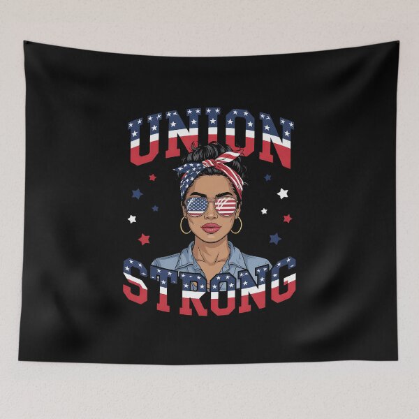 Item preview, Union Strong For Women Labor Day Messy Bun USA Flag designed and sold by BakeryDozen.