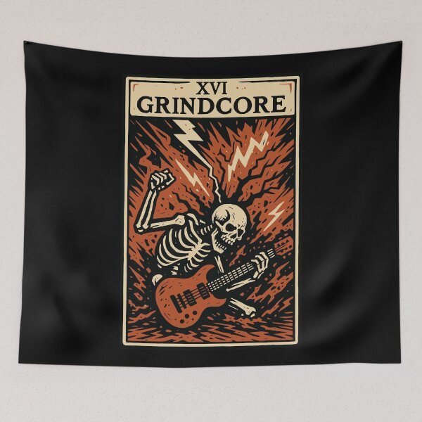 Item preview, Grindcore Tarot Card – Explosive Skeleton Shred designed and sold by BRU Design.