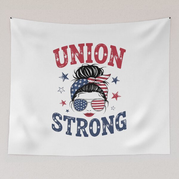 Item preview, Union Strong Labor Day Messy Bun USA Flag designed and sold by BakeryDozen.