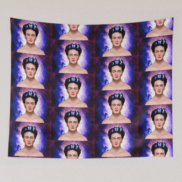 Item preview, frida kahlo Blue butterflies - Purple background designed and sold by Liorliv.