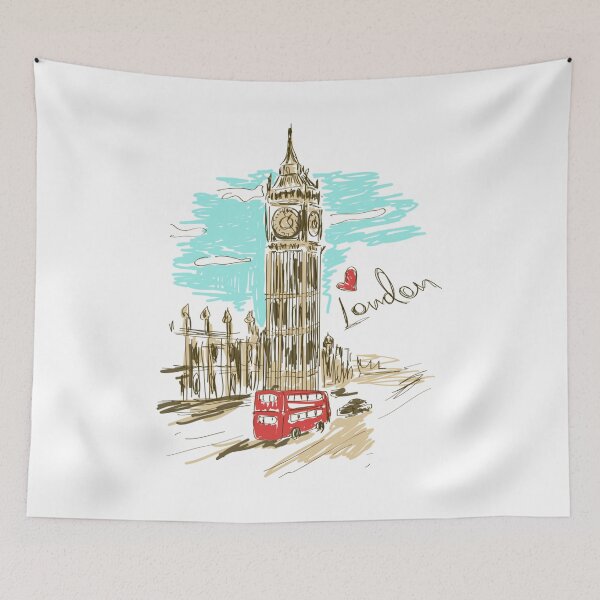 Item preview, I Love London - Abstract Big Ben & Red Bus Sketch designed and sold by Colorful-Garden.