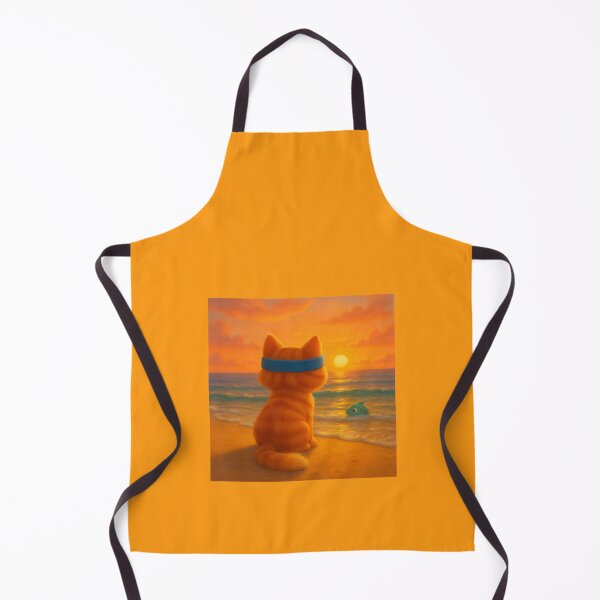 Item preview, BOC Beachy Orange Cat 12 - BOC and His Green Fish Friend Enjoy The Beach Sunset designed and sold by Beachy.