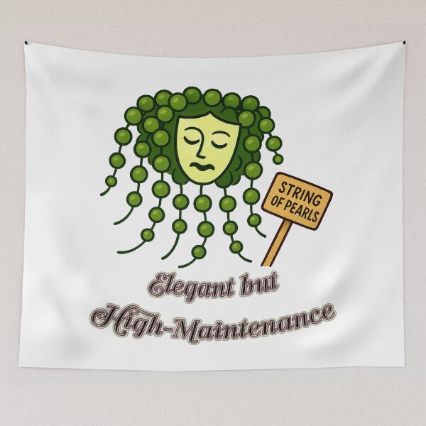 Item preview, String of Pearls – Elegant but High-Maintenance - Funny Plant Character designed and sold by EdgyEdgeArt.