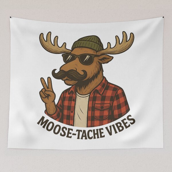 Item preview, Funny Moose Tache Vibes Hipster Animal designed and sold by Romeo Fashion.
