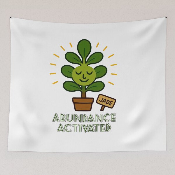 Item preview, Jade Plant – Abundance Activated - Funny Houseplant Characters designed and sold by EdgyEdgeArt.