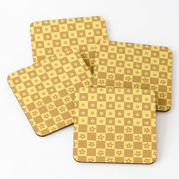 Item preview, Abstract Floral Checker Pattern 17 in Retro Yellow Gold designed and sold by nineFlorals.