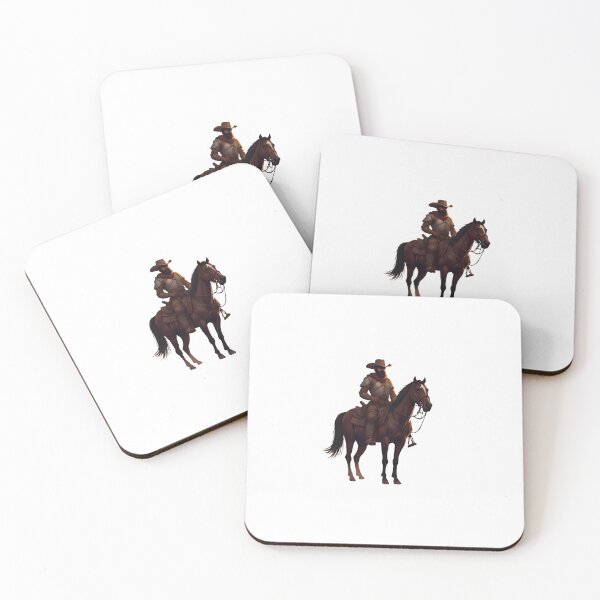 Item preview, A majestic brown horse wearing a classic cowboy hat, standing in a sunset-lit desert landscape, realistic style, high detail, dramatic lighting, cinematic look designed and sold by Palmate-m.