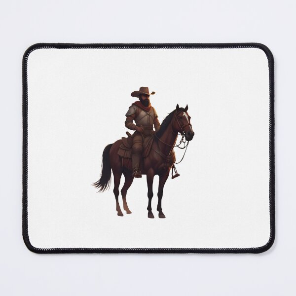 Item preview, A majestic brown horse wearing a classic cowboy hat, standing in a sunset-lit desert landscape, realistic style, high detail, dramatic lighting, cinematic look designed and sold by Palmate-m.