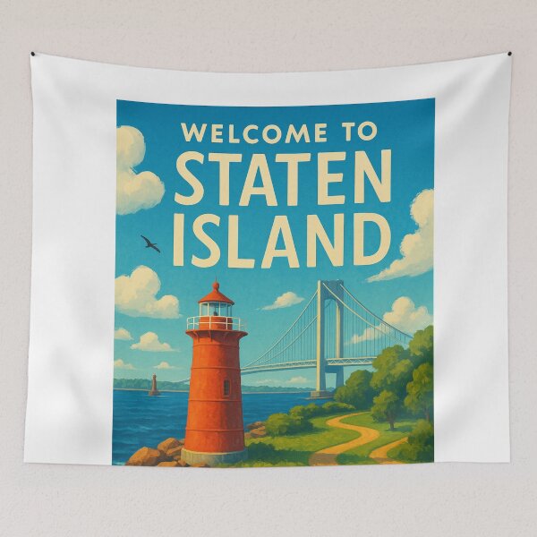 Item preview, Staten Island Lighthouse and Verrazzano Bridge designed and sold by Aryabek.