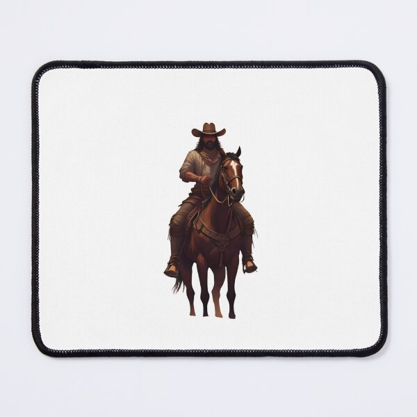 Item preview, A majestic brown horse wearing a classic cowboy hat, standing in a sunset-lit desert landscape, realistic style, high detail, dramatic lighting, cinematic look designed and sold by Palmate-m.