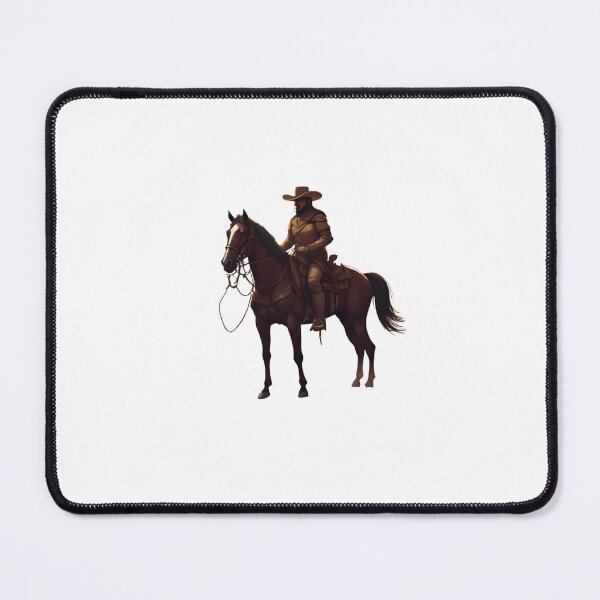 Item preview, A majestic brown horse wearing a classic cowboy hat, standing in a sunset-lit desert landscape, realistic style, high detail, dramatic lighting, cinematic look designed and sold by Palmate-m.
