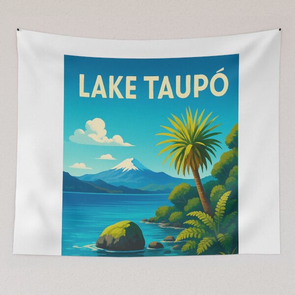 Item preview, Lake Taupō with Volcanic Backdrop designed and sold by Aryabek.