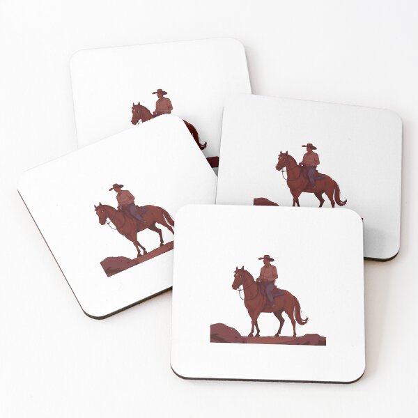 Item preview, A majestic brown horse wearing a classic cowboy hat, standing in a sunset-lit desert landscape, realistic style, high detail, dramatic lighting, cinematic look designed and sold by Palmate-m.