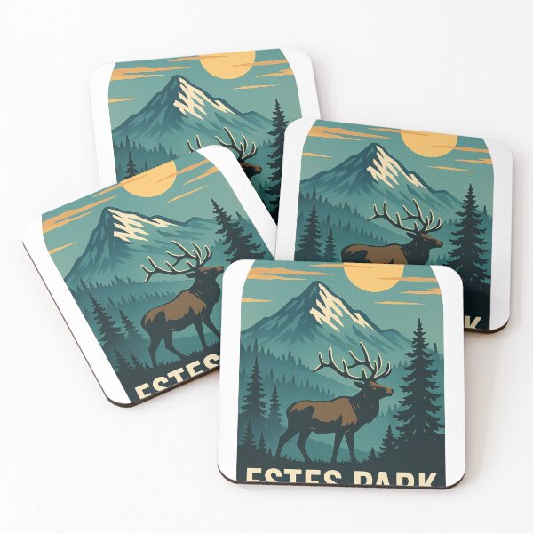 Item preview, Estes Park Colorado with Elk and Sunset Peaks designed and sold by Aryabek.