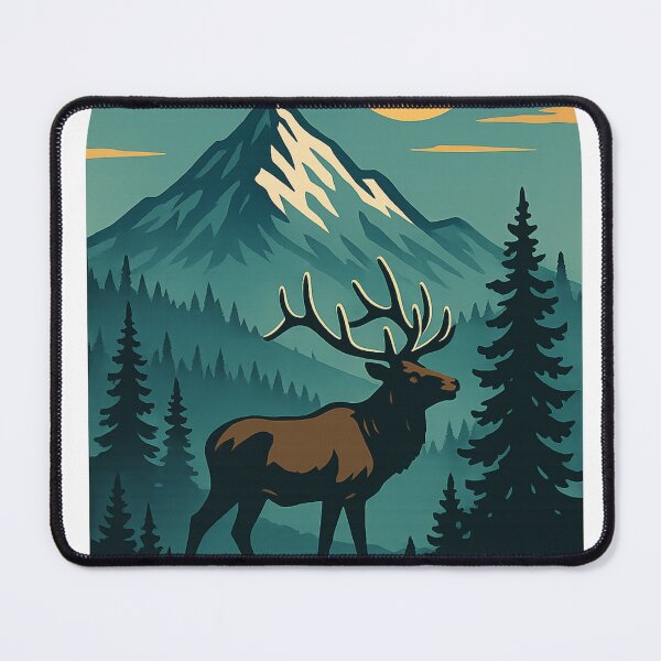 Item preview, Estes Park Colorado with Elk and Sunset Peaks designed and sold by Aryabek.