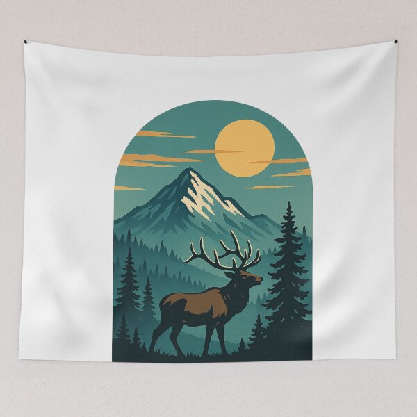 Item preview, Estes Park Colorado with Elk and Sunset Peaks designed and sold by Aryabek.