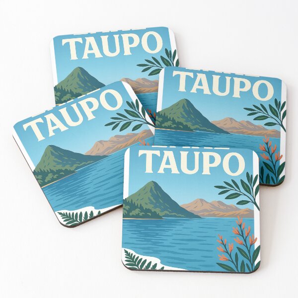 Item preview, Lake Taupō with Native Flora and Volcanoes designed and sold by Aryabek.