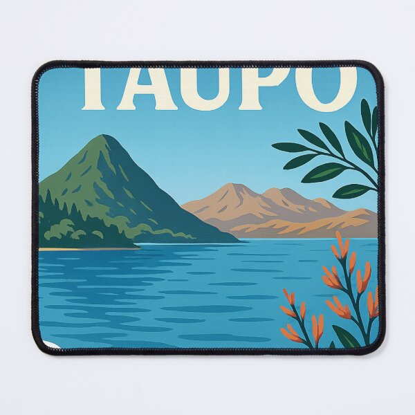Item preview, Lake Taupō with Native Flora and Volcanoes designed and sold by Aryabek.
