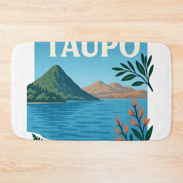 Item preview, Lake Taupō with Native Flora and Volcanoes designed and sold by Aryabek.