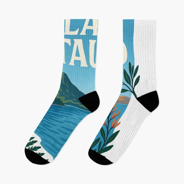 Item preview, Lake Taupō with Native Flora and Volcanoes designed and sold by Aryabek.