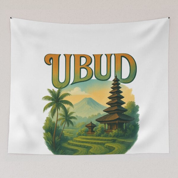 Item preview, Ubud Bali with Volcano and Rice Terraces designed and sold by Aryabek.