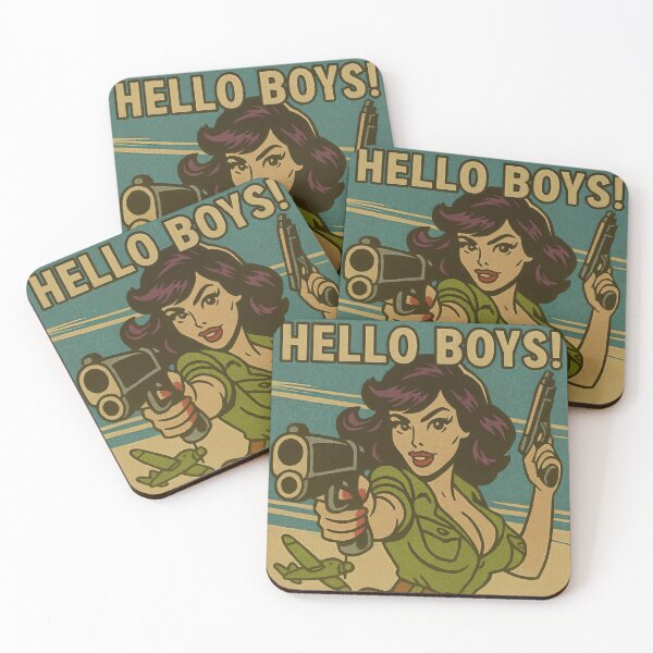 Item preview, "Hello Boys!" Vintage Pin-Up Soldier Art – Bold Retro Propaganda Style designed and sold by Very Peculiar.