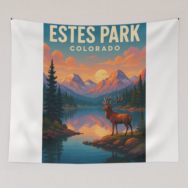Item preview, Estes Park Colorado Sunset with Elk designed and sold by Places On Earth.