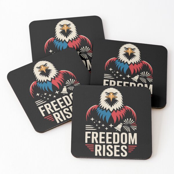 Item preview, Freedom Rises Bald Eagle with Stars and Liberty Symbols – Patriotic Power designed and sold by Taans-Creation.