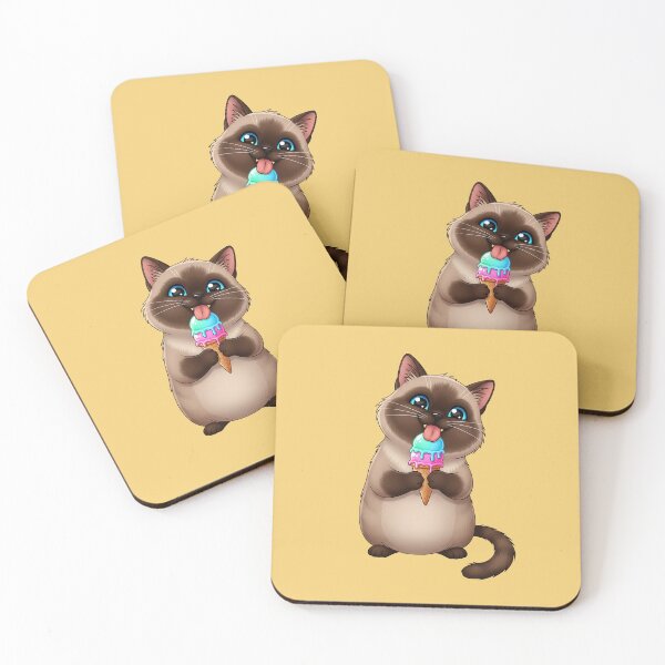 Item preview, Chubby Siamese Cat Enjoying Ice Cream designed and sold by LOVE ART DESIGNS .
