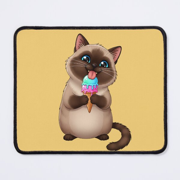 Item preview, Chubby Siamese Cat Enjoying Ice Cream designed and sold by LOVE ART DESIGNS .