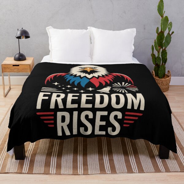 Item preview, Freedom Rises Bald Eagle with Stars and Liberty Symbols – Patriotic Power designed and sold by Taans-Creation.