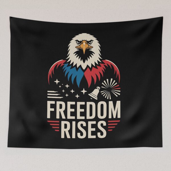 Item preview, Freedom Rises Bald Eagle with Stars and Liberty Symbols – Patriotic Power designed and sold by Taans-Creation.