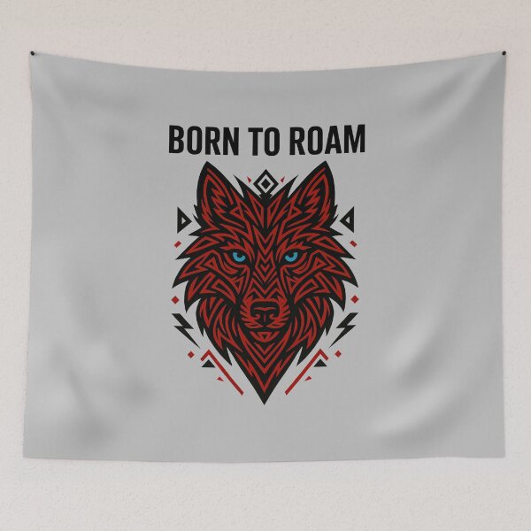 Item preview, Born to Roam Geometric Tribal Wolf Head Art - Native American Wolf Design designed and sold by MarCinu Art.